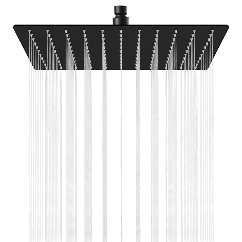Midanya Rain Shower Head, Stainless Steel Large Rainfall Shower Head High Pressure, Bathroom Waterfall Square Showerhead, Ceiling or Wall Mount, Matte Black 10 Inch - Image 1